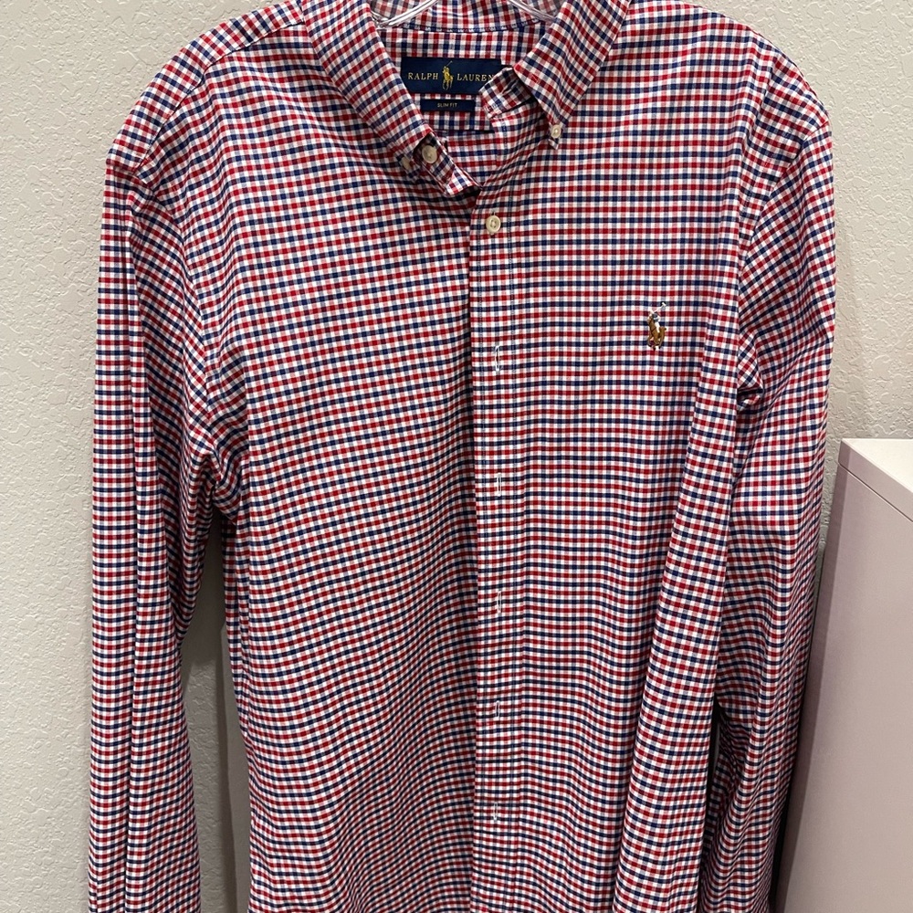Ralph Lauren Polo red/white/blue checkered button down shirt
